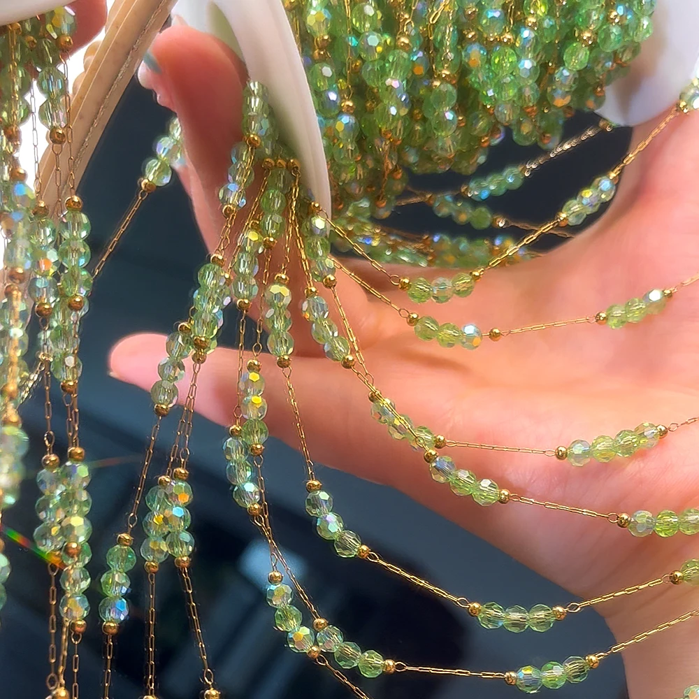 1 メートル/ロットステンレス鋼グラデーション 3.8 ミリメートルラウンドビーズチェーン DIY ブレスレットネックレスジュエリーメイキング検索アクセサリー材料