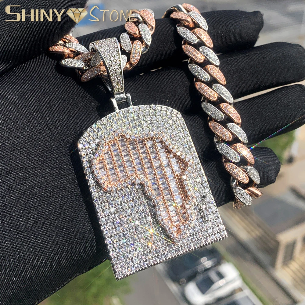 

2024 Two Tone Color Map Shaped Pendant Necklace Full Paved Bling 5A Cubic Zircon CZ Iced Out Hip Hop Cool Jewelry for Men Women