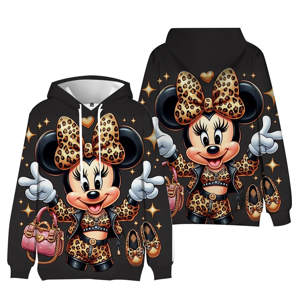 Autumn Mickey Mouse Print Hoodies Women Streetwear Polyester Long Sleeve Female Sweatshirt Loose Ladies Clothes