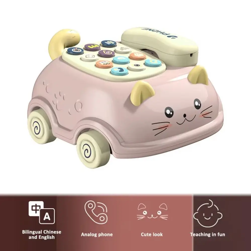 Telefono Educativo per Bambini a Forma di Autobus con Musica, Suoni e Luci, Simulazione Divertente e Adorabile di Telefono Fisso