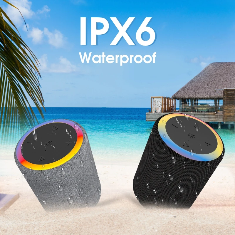 Portable Wireless Bluetooth RGB Light Caixa De Som Outdoor Waterproof IPX6 Cylindrical Small Steel Cannon Speaker Support TF TWS