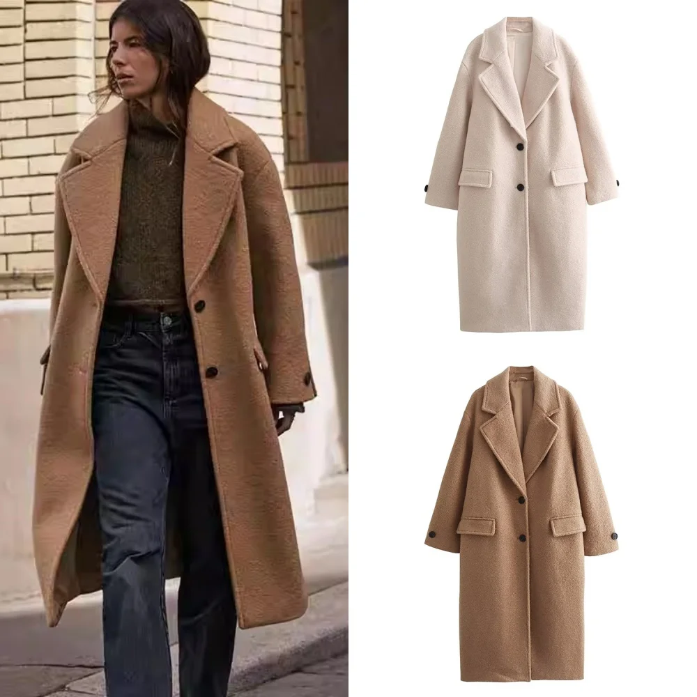 

2024 Autumn and Winter New Women's New French Temperament Personality Fashion Casual Everything Soft Loose Long Coat Outerwears