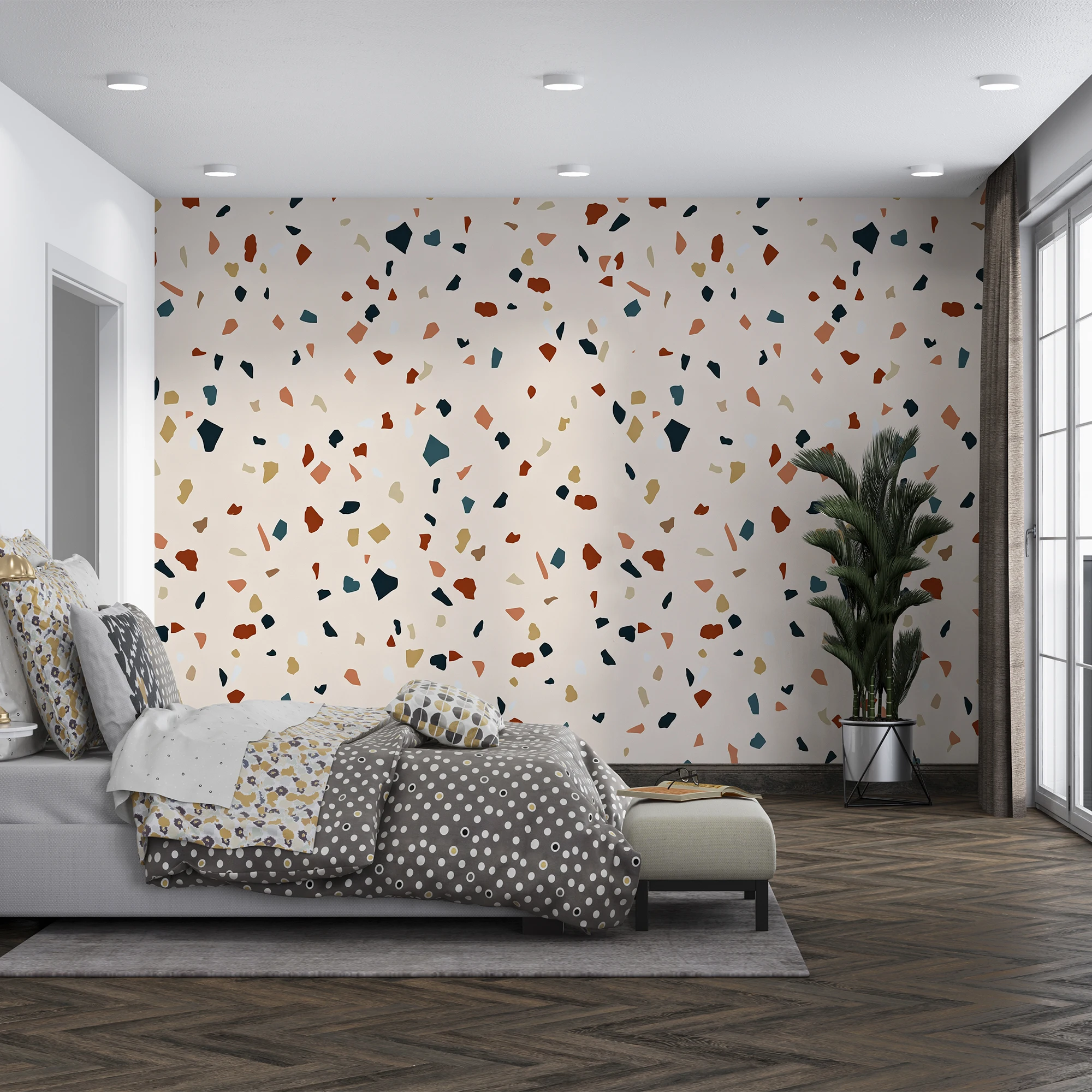 Milofi 3D Cartoon Peel Stick Terrazzo Wallpaper Multicolor Stone Removable Self Adhesive Wall Mural Bedroom Home Decor