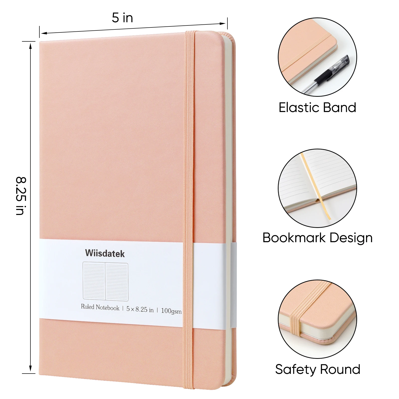 Lined Journal Notebook, Lined Hard Cover,100Gsm Premium Thick Paper with Inner Pocket for Writing Note Taking Office School,