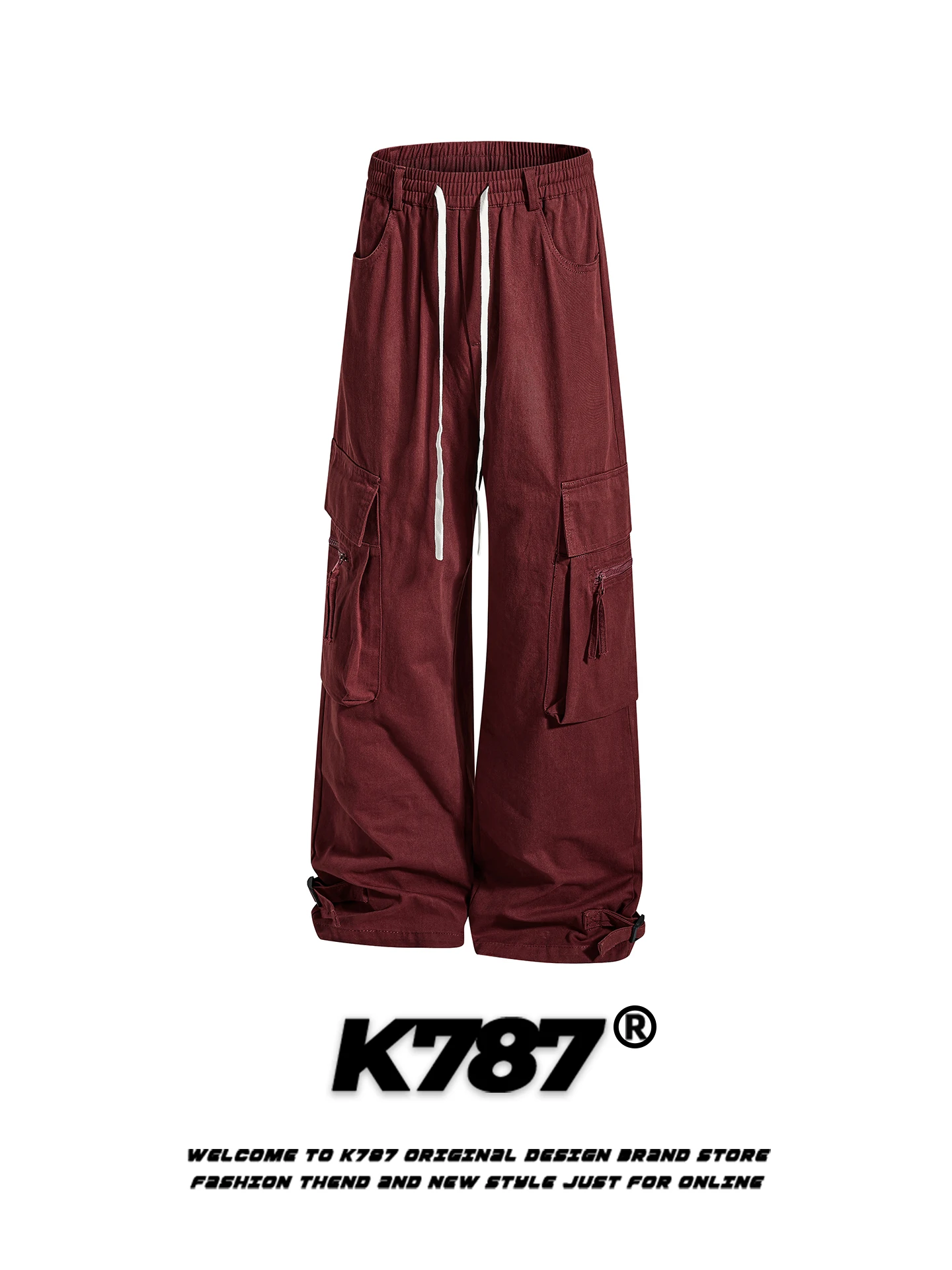 

Брюки K787 в американском ретро-стиле, широкие, унисекс, для уличных танцев, повседневные, с высокой талией, в пол, с карманами, хлопковые