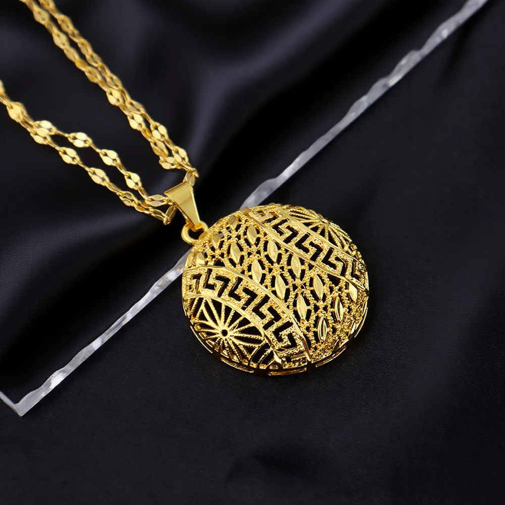 Dubai 24K vergoldet verzogene Geometrie Halskette Ohrringe Schmuckset für Frauen African Indian Nigeria Braut Hochzeit Party Geschenk – Detail 5
