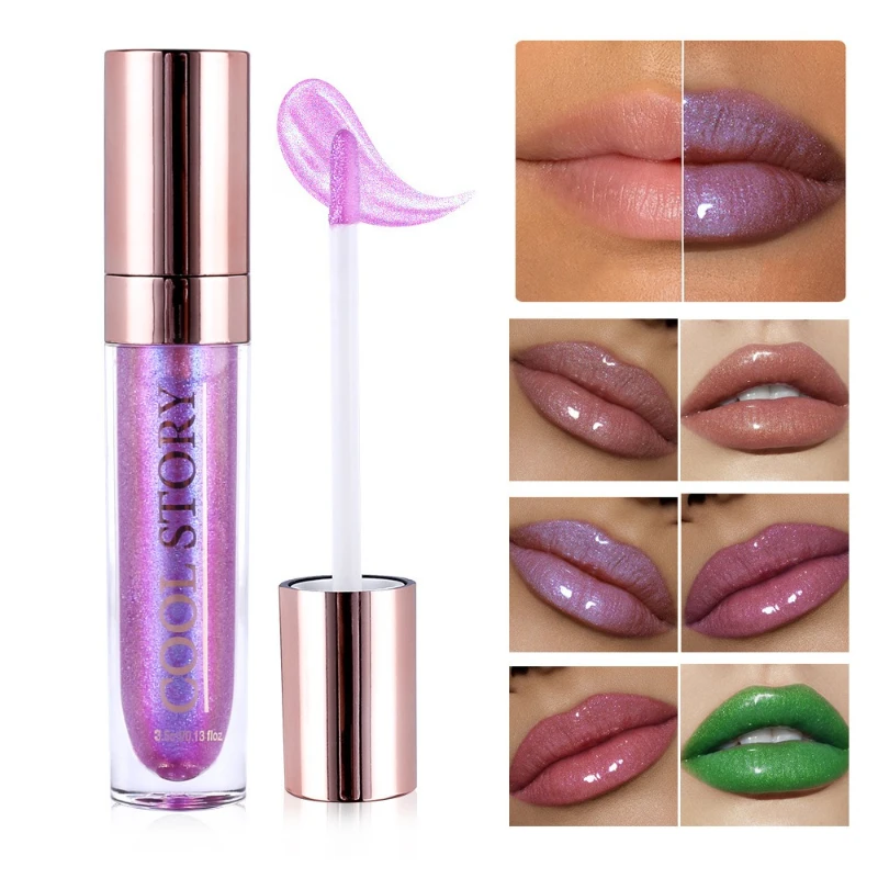 

Pearlescent Tinted Oil 3D Colorful Polarized Gloss Liquid Fine Glitter Transparent Gloss Multi-color Dazzling Moisturizing