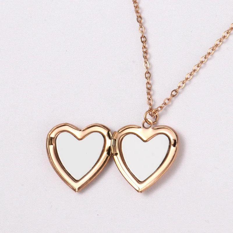 10pcs Sublimation Blank Heart&Round Pendants Necklace Peach Heart Love Photo Necklace Pendant For Valentine‘s &Friend\'s Gift