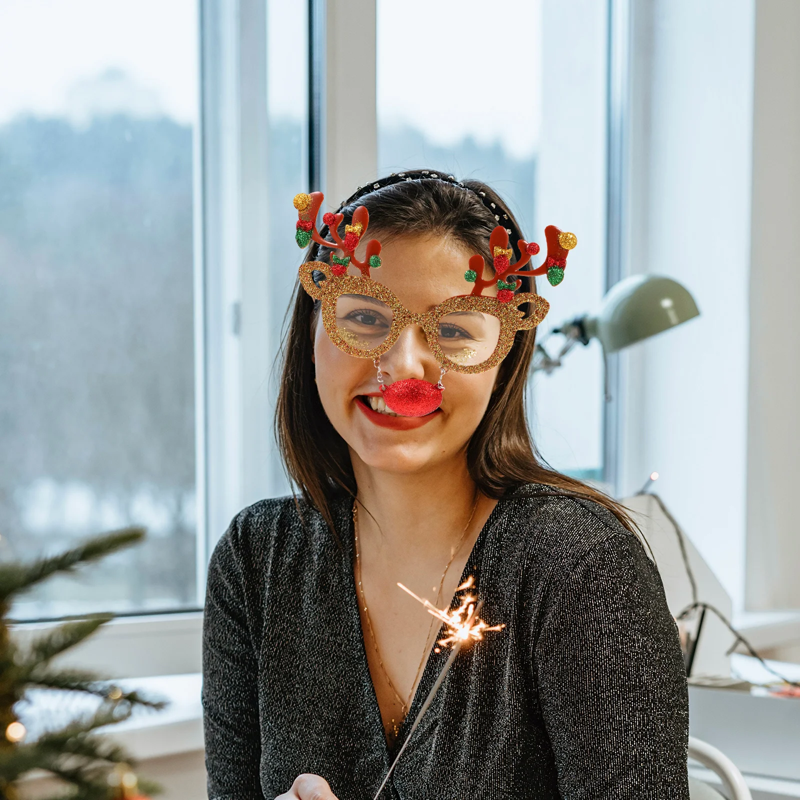 

3 Pcs Holiday Eyewear Party Glasses Antlers Christmas Funny Reindeer Eyeglasses
