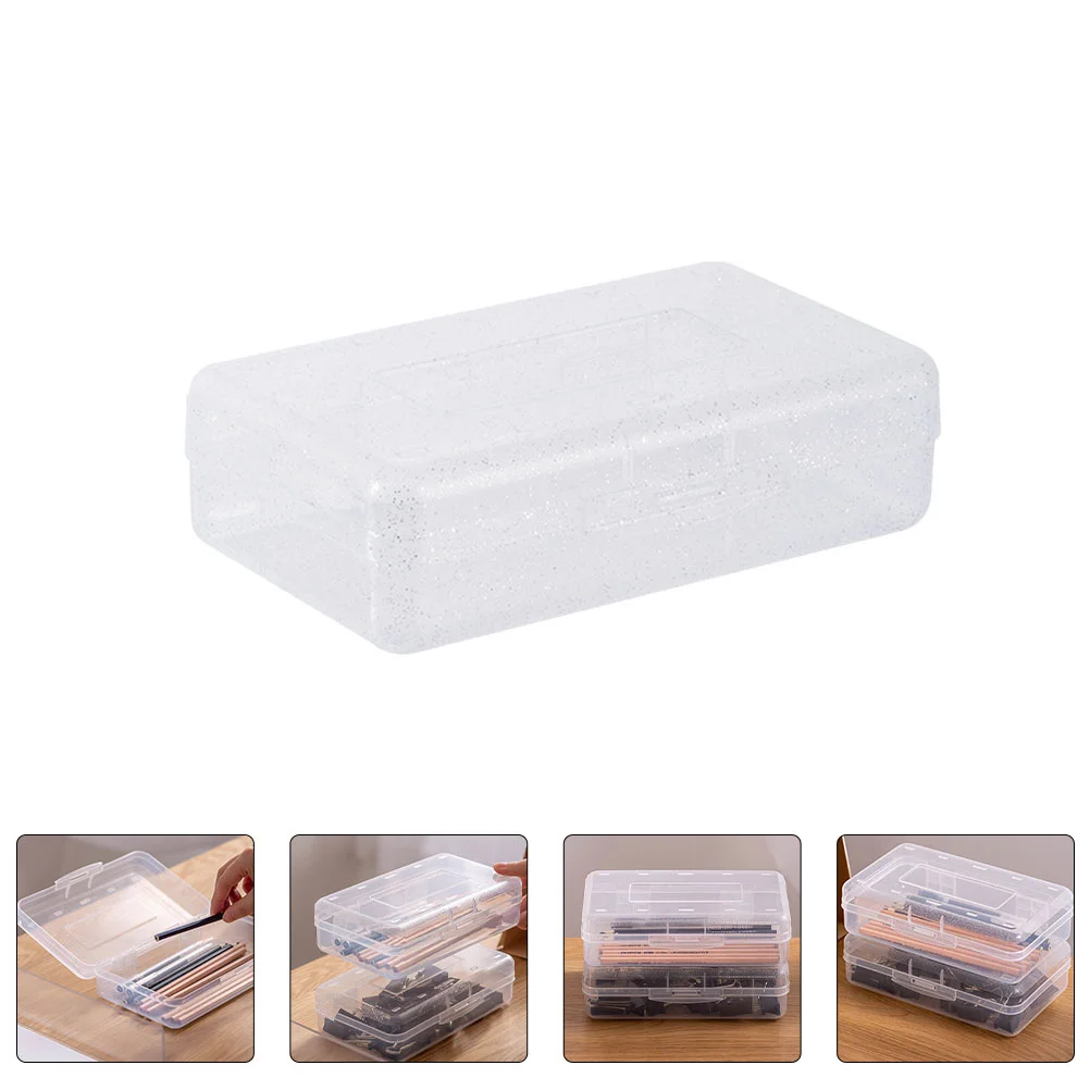 6 Pcs Transparent Pencil Case Students Stationery Container Organizer Storage Box Stackable Pupils