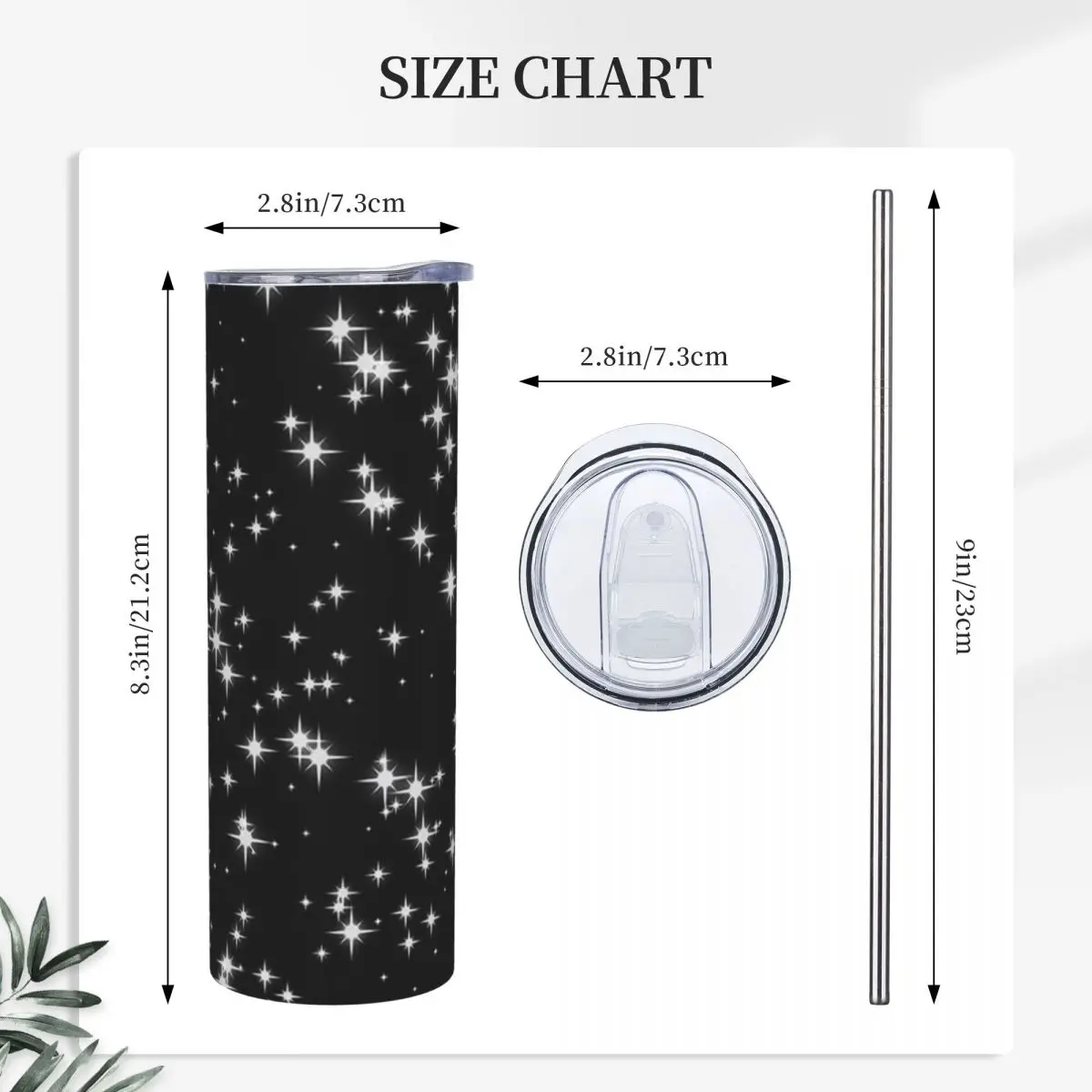 Sparkling Starry Night Effect 4 Stainless Steel Tumbler Vacuum Insulated Mug Thermal Cold Cup Straw With Lid 20oz