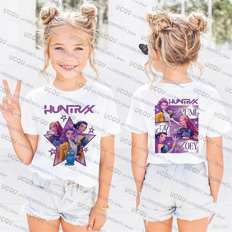Kpop caçadores de demônios pai criança halloween kpop caçadores de demônios camiseta harajuku moda casual algodão criança camiseta cosplay roupas