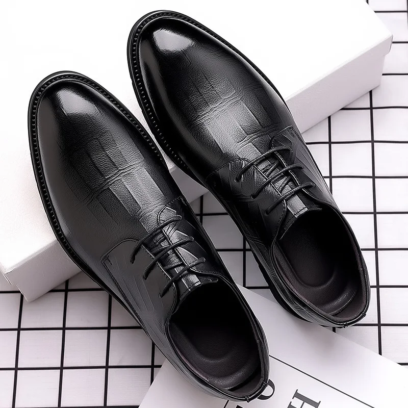 

Men Leather Dress Shoes Luxury Lace-Up Oxford Shoes for Men Designer Pointed Toe Party Wedding Shoes Office Business Formal Shoe