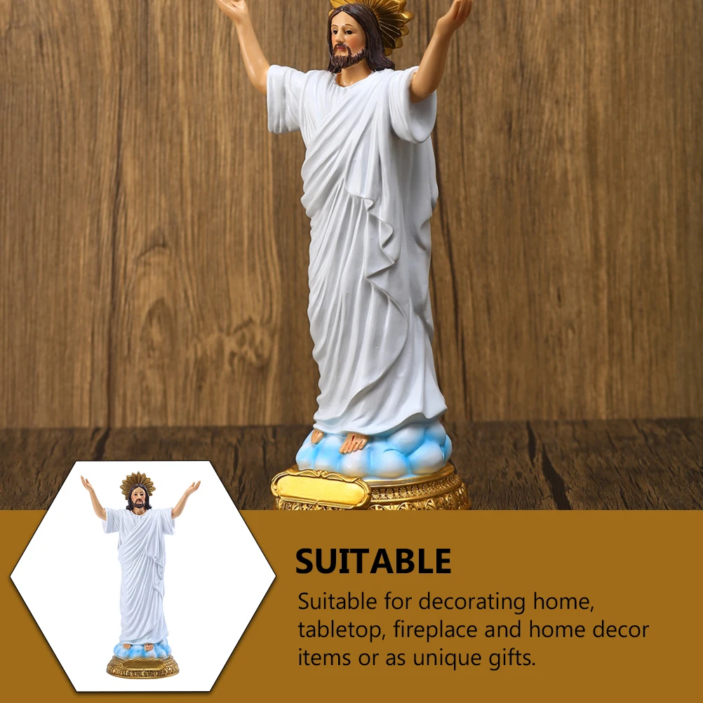 

Holy Jesus Rebirth Statue Resin Adornment Easter Desktop Decoration Exquisite Retro Tabletop Home Ornament Holy Jesus Adornment