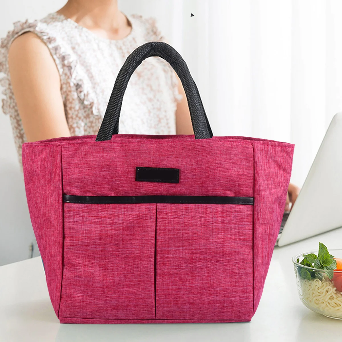 

Practical Aluminum Foil Bento Bag Lightweight Large Capacity Portable Lunch Tote Picnic Bag Heat Cold Preservation Easy Clean