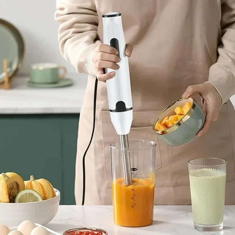 Potente batidora de mano de 400 W, cabezal de mezcla de acero inoxidable resistente, ideal para preparar sopas, salsas y zumos. Batidora de mano para uso doméstico y en cafeterías.