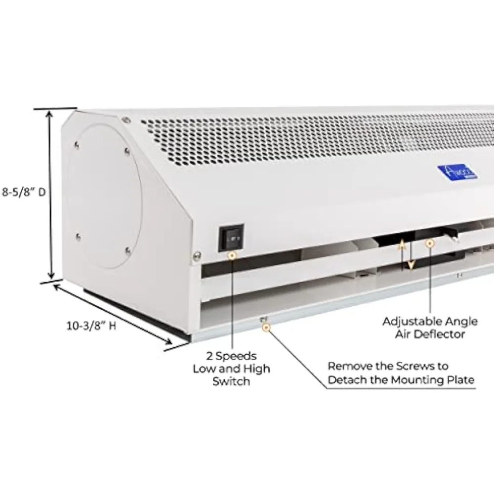 Awoco 36" Super Power 2 Speeds 1200CFM Commercial Indoor Air Curtain, UL Certified, 120V Unheated - Door Switch Included