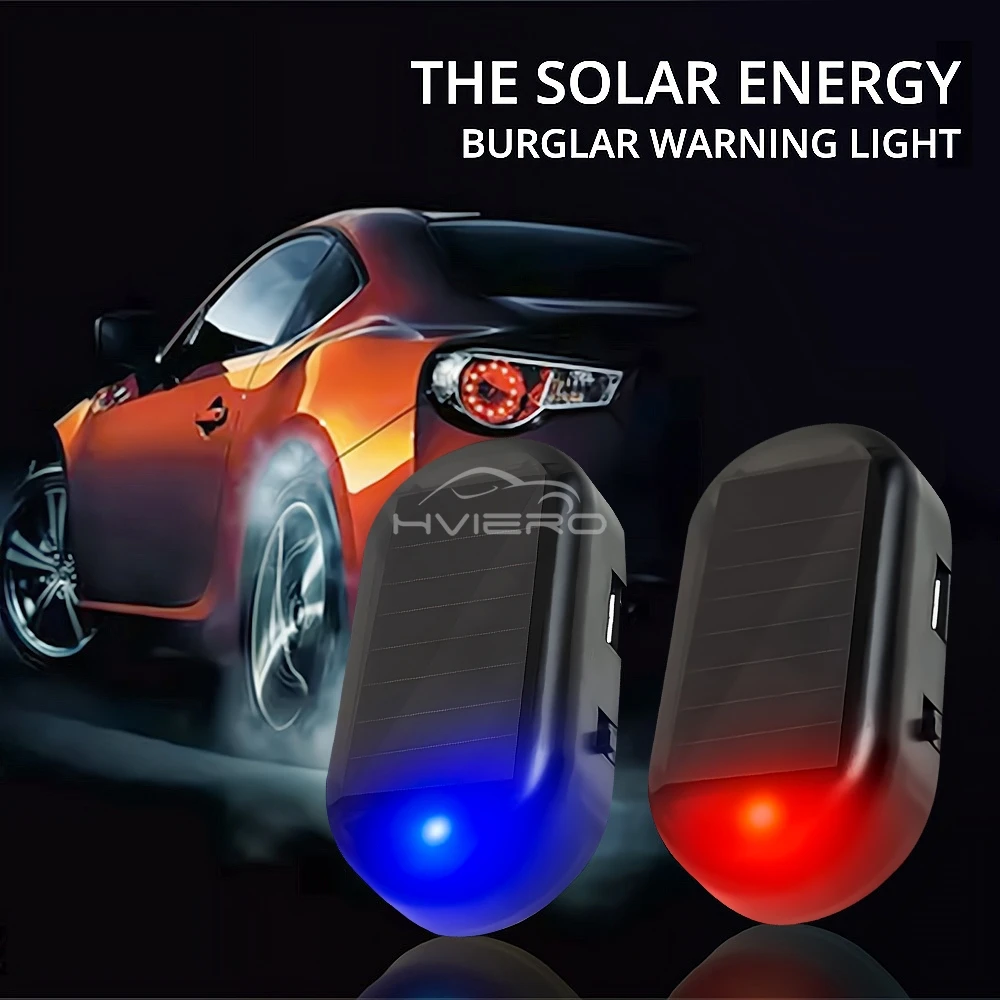 Car Solar Powered Security Strobe Light Dummy Alarm Wireless Warning Anti-Theft Caution Lamps LED Flashing Imitation Decorative
