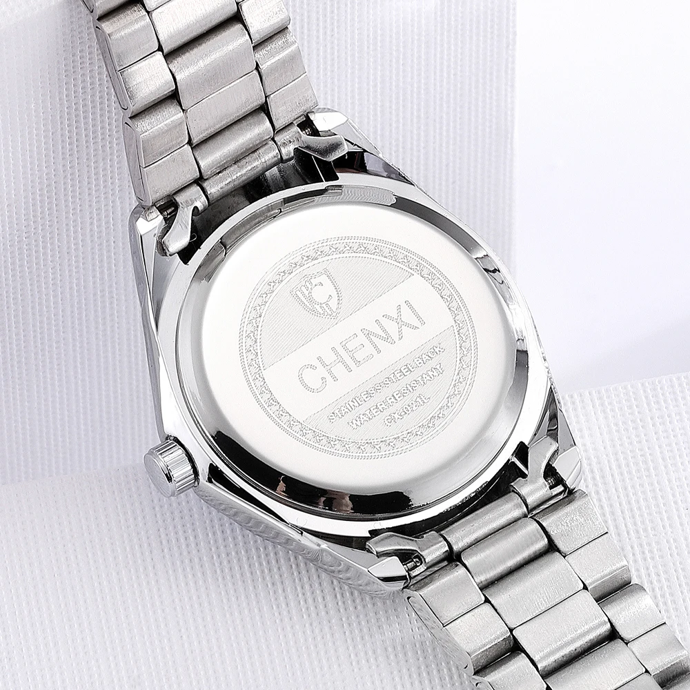 CHENXI 021B Women's Watch Simple Design Luxury Stainless Steel Women Quartz Wristwatch Rhinestone Dial Watches Gift for Ladies images - 6