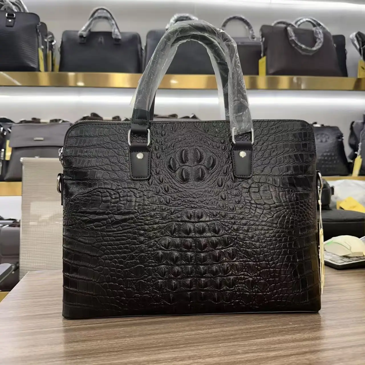 2027 New Alligator Pattern Laptop Bags Pu Leather Men's Briefcase Luxury Brand Male Handbags Men Messenger 14 Inch Computer Bag
