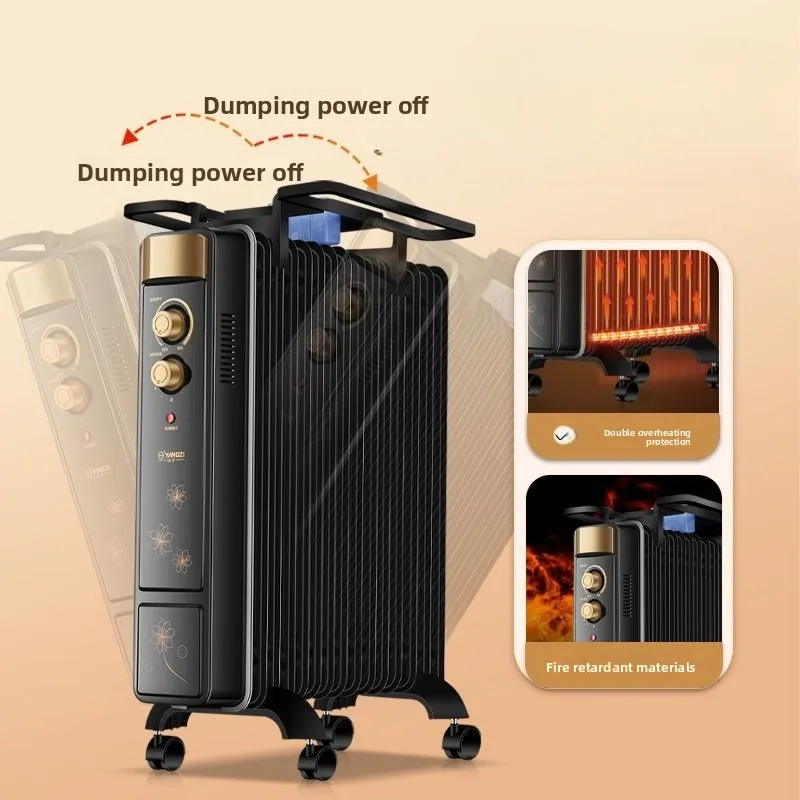 Ölgefüllter Heizkörper für Zuhause, energieeffiziente elektrische Heizeinheit mit 3-stufiger Temperaturregelung, leiser Betrieb