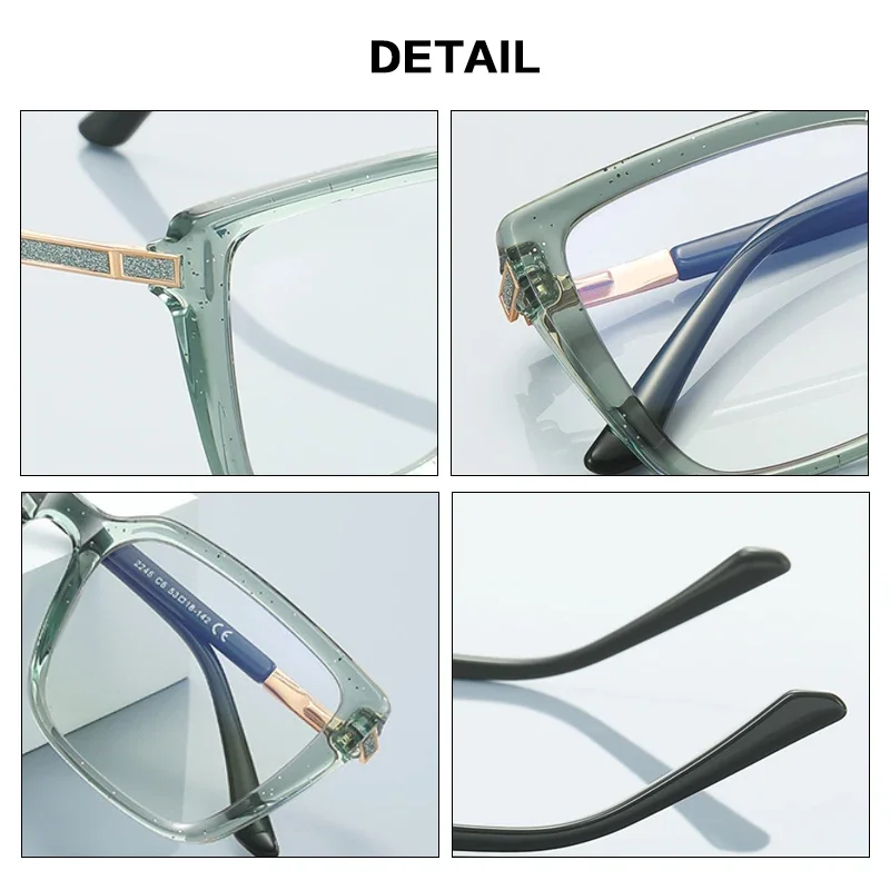 GOOJEE Occhiali da lettura fotocromatici progressivi quadrati da donna alla moda Occhiali da vista anti luce blu Occhiali miopia di lusso