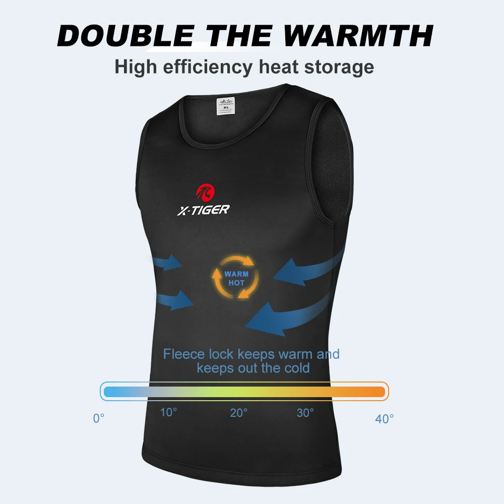 X-TIGER Bicycle Fleece Sleeveless Vest Warm Cycling Vest Winter Cycling Base Layer Sleeveless Warm Sports Cycling Jersey 2024