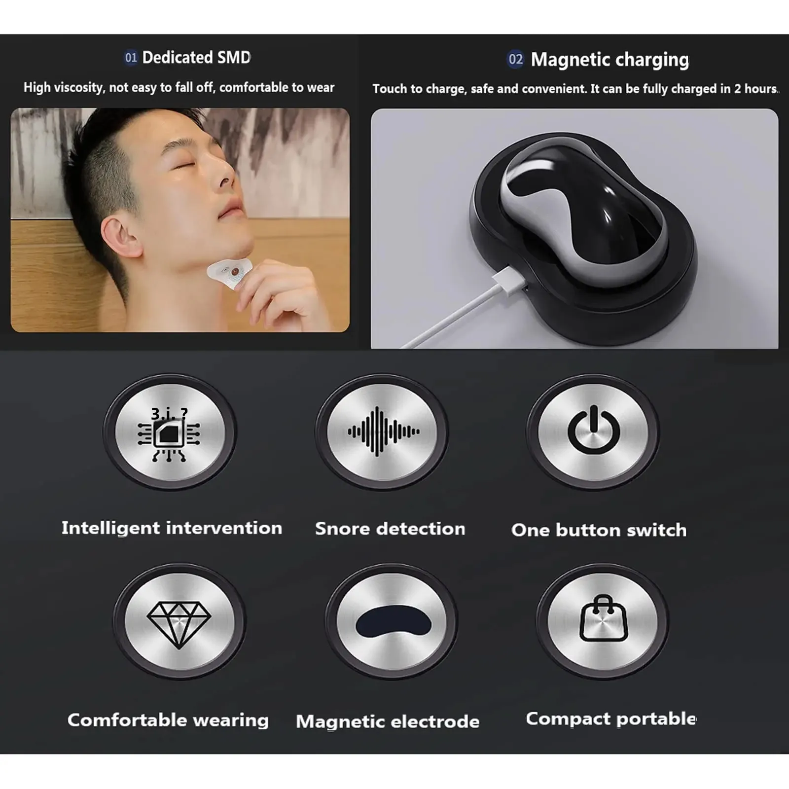 

Беспроводной электрический гелевый пластырь против храпа — удобный клейкий предотвращающий храп, шумопоглощающий помощник для сна для ночного использования