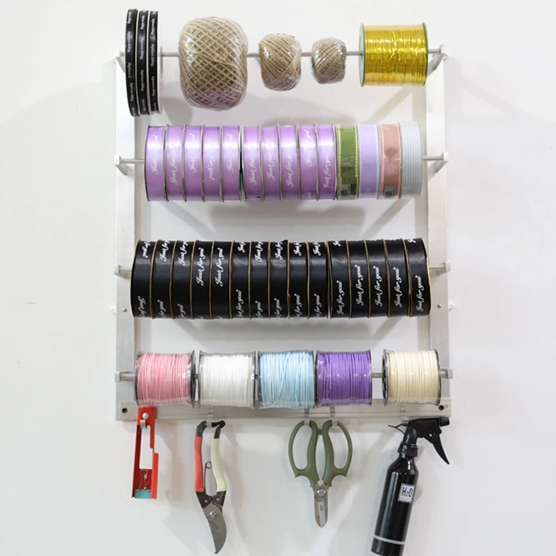 Wall Mount Ribbon Organizer,Storage Display Wire Spool Rack,Key Holder,Sundries Embroidery Sewing Thread Holder