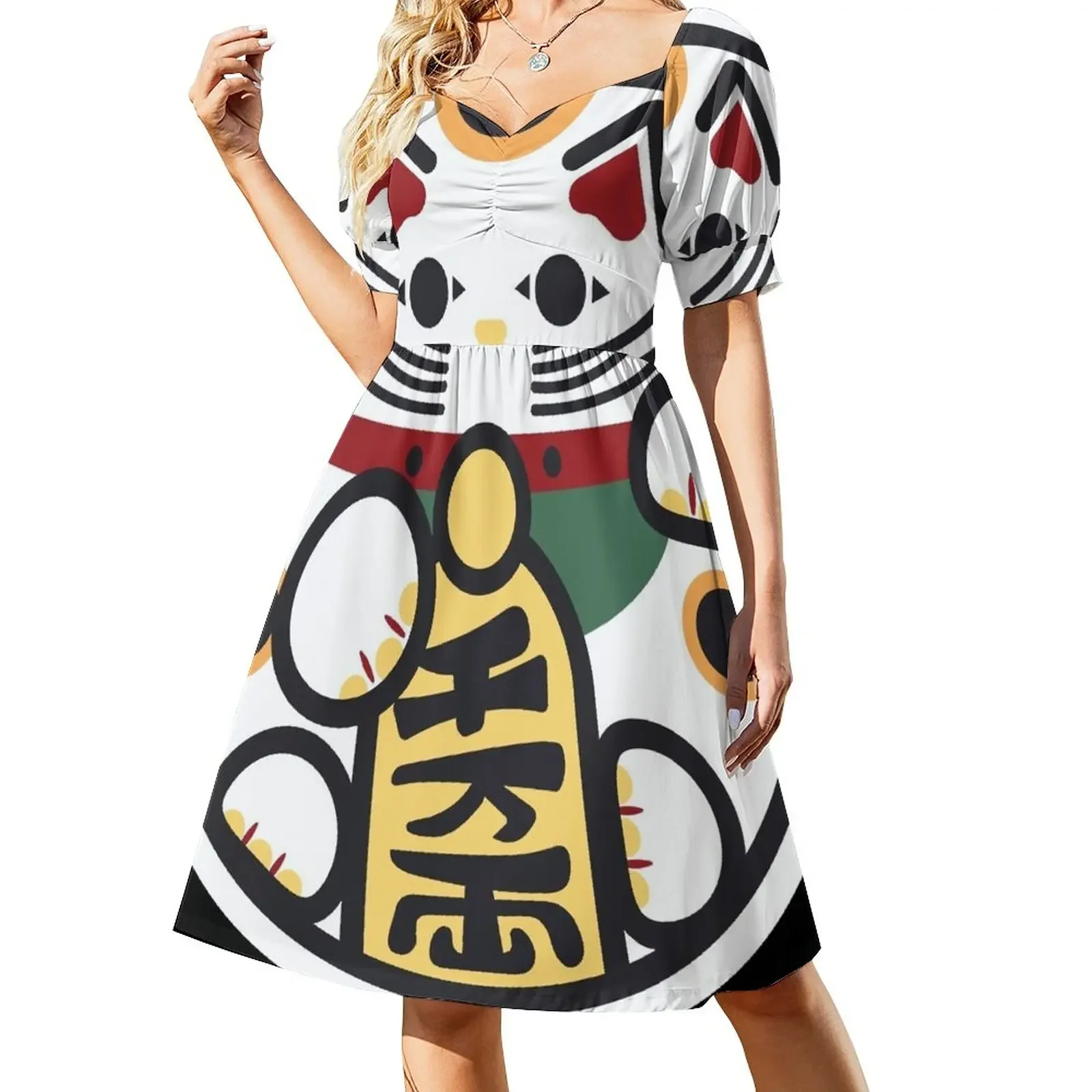 

Round Lucky Cat Short-Sleeved Dress dress for women dresses for women