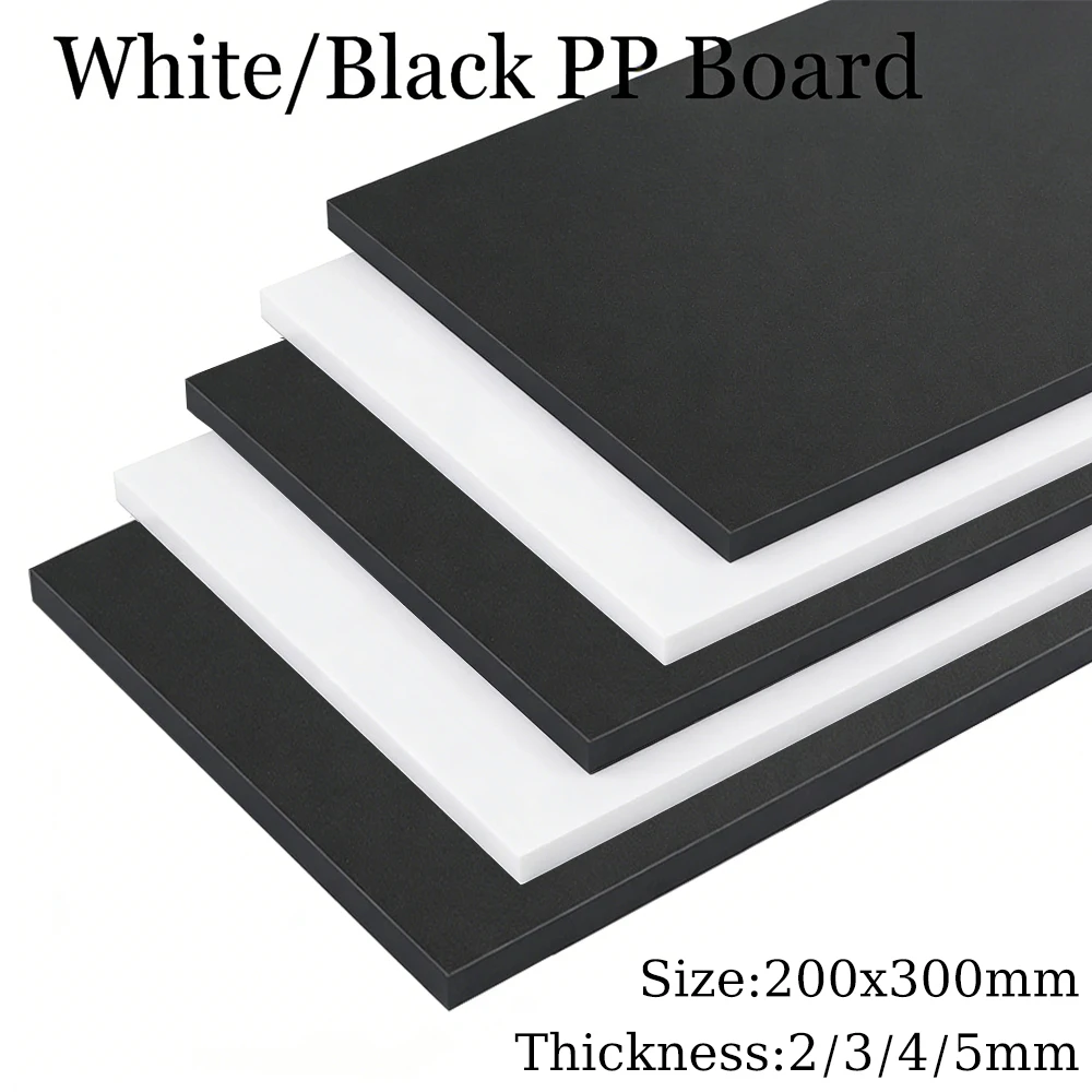1PC 200x300mm PP Plastic Plate Acid-Resistant Black/White Polypropylene Sheet 2/3/4/5mm Thick for Tanks Electronics DIY