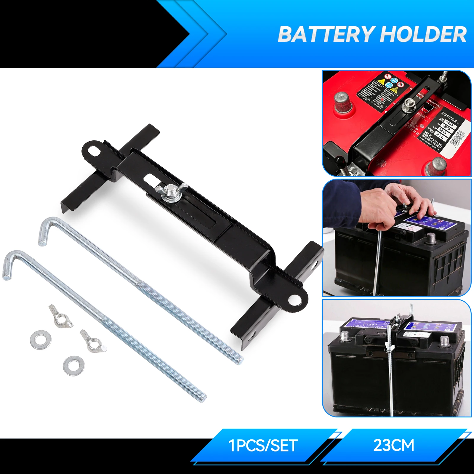 Adjustable Car Crossbar Bracket Corrosion Resistance Crossbar Battery Holder Thickened Crossbar Battery Storage Rack for Car SUV