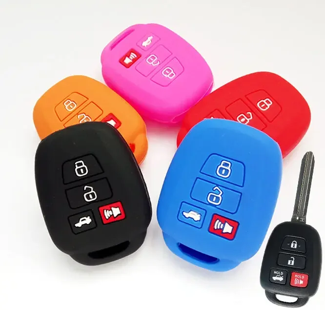 Silicone Key Case Cover Fit For Toyota Corolla Camry 2014 2015 Silicone Key Cover Fob Remote Case Holder