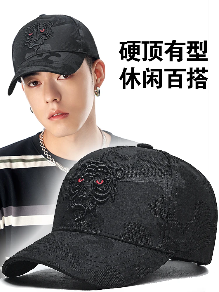 InlnDtor Tiger Head Embroidered Dome Camo baseball Cap Trucker Cap Casual hip Hop Hard top Dad Duck Cap