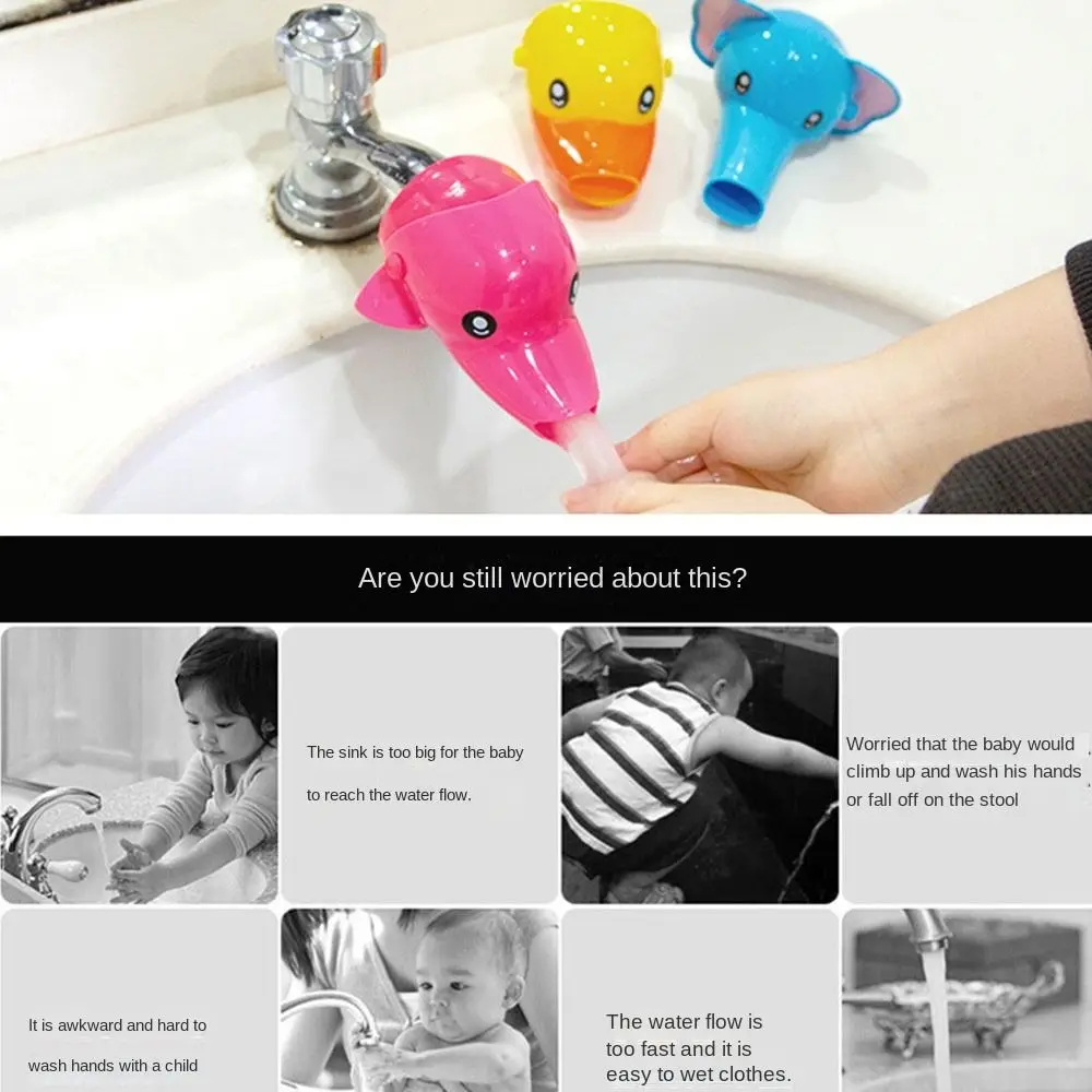 Removable Cartoon Faucet Extender Faucet Extender Anti-splash Trough Children\'s Hand Washing Extende Elephant Soft