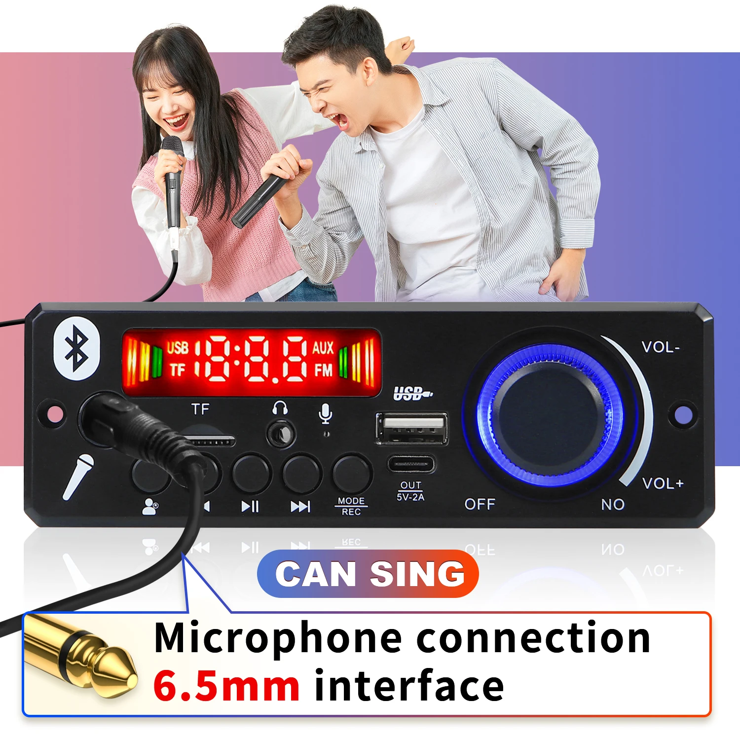 160W Amplifier Bluetooth MP3 Decoder Board DIY Car MP3 Player USB FM Recording Folder Switching Microphone Handsfree with Remote