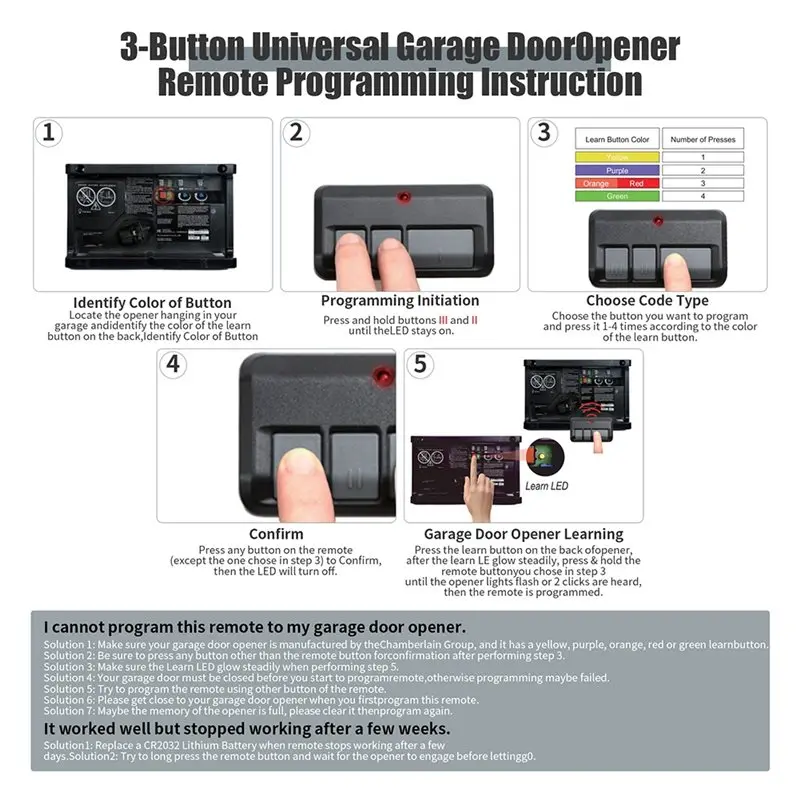 B14C Universal Garage Door Opener Remote Control For Liftmaster 893LM, Chamberlain 893Max, Craftsman 971LM