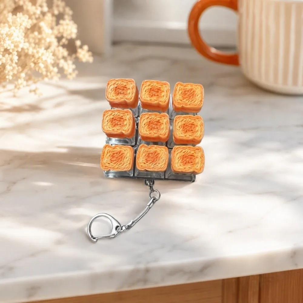 Cute Glow Design Decompression Button Simulation Keyboard Transparent Dual-Tone Mini Keyboard Pendant Cartoon Bread