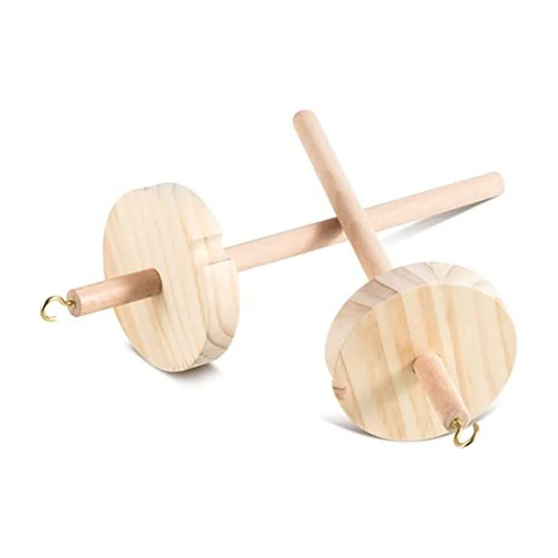 2Pc DIY Drop Spindle Top Whorl Yarn Spinner Hand Wooden Spinning Wheel for Yarn Making Yarn Spindle for Beginners Sewing