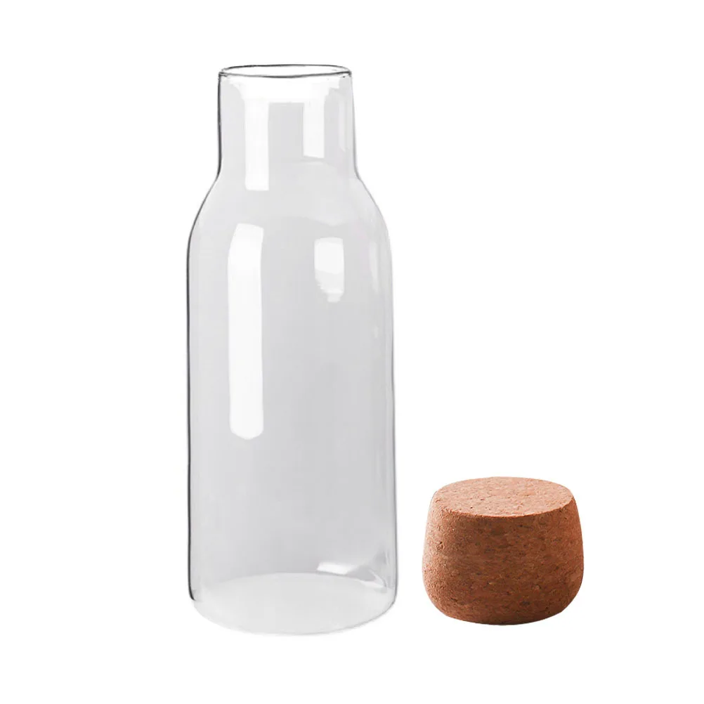 

Cold Water Holder Cork Juice Bottle Transparent Glass Beverage Storage Bottle for Milk Juice Drinks School Office Camping