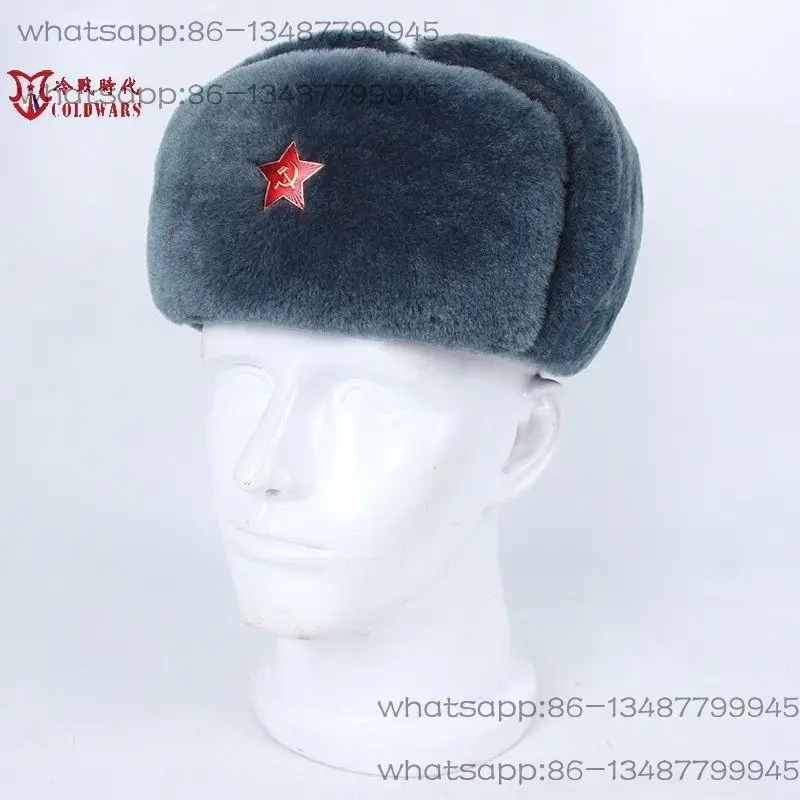 Cold War Era Replica Soviet Russia Ushaka Cotton Hat M69 Red Army Star Gray Winter Hat Velvet Lei Feng Hat