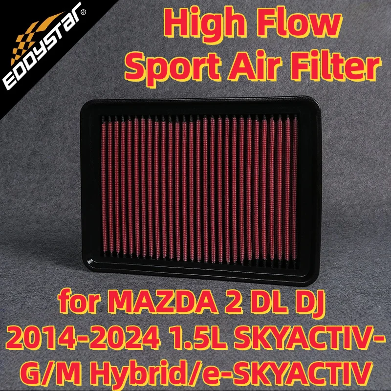 فلتر هواء رياضي عالي التدفق لمازدا 2 DL DJ 2014-2024 1.5L SKYACTIV-G/M Hybrid/e-SKYACTIV مرشحات مدخل السباق القابلة للغسل