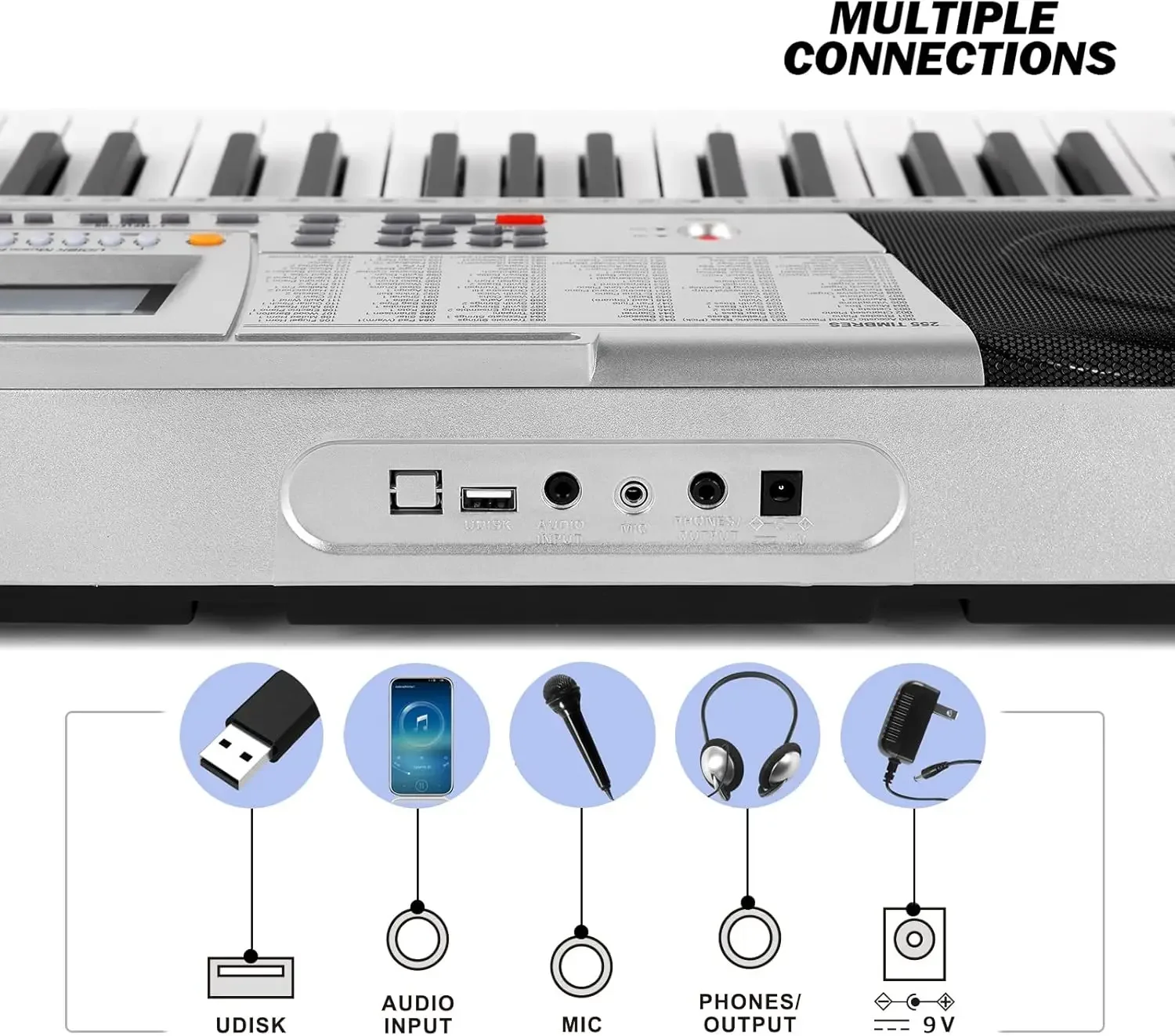 61-Tasten-Klaviertastatur, MEKS-400 E-Piano-Tastatur mit beleuchteten Tasten, Lern tastaturen für Anfänger, stan