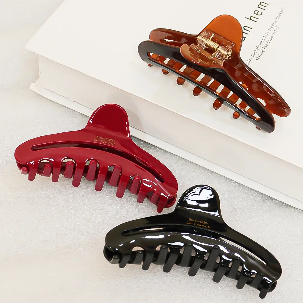 

New French Gold Label Hollow Large Acetate Hair Claw Light Luxury Claw Clip Crab Hair Clip for Women Hair Accessories