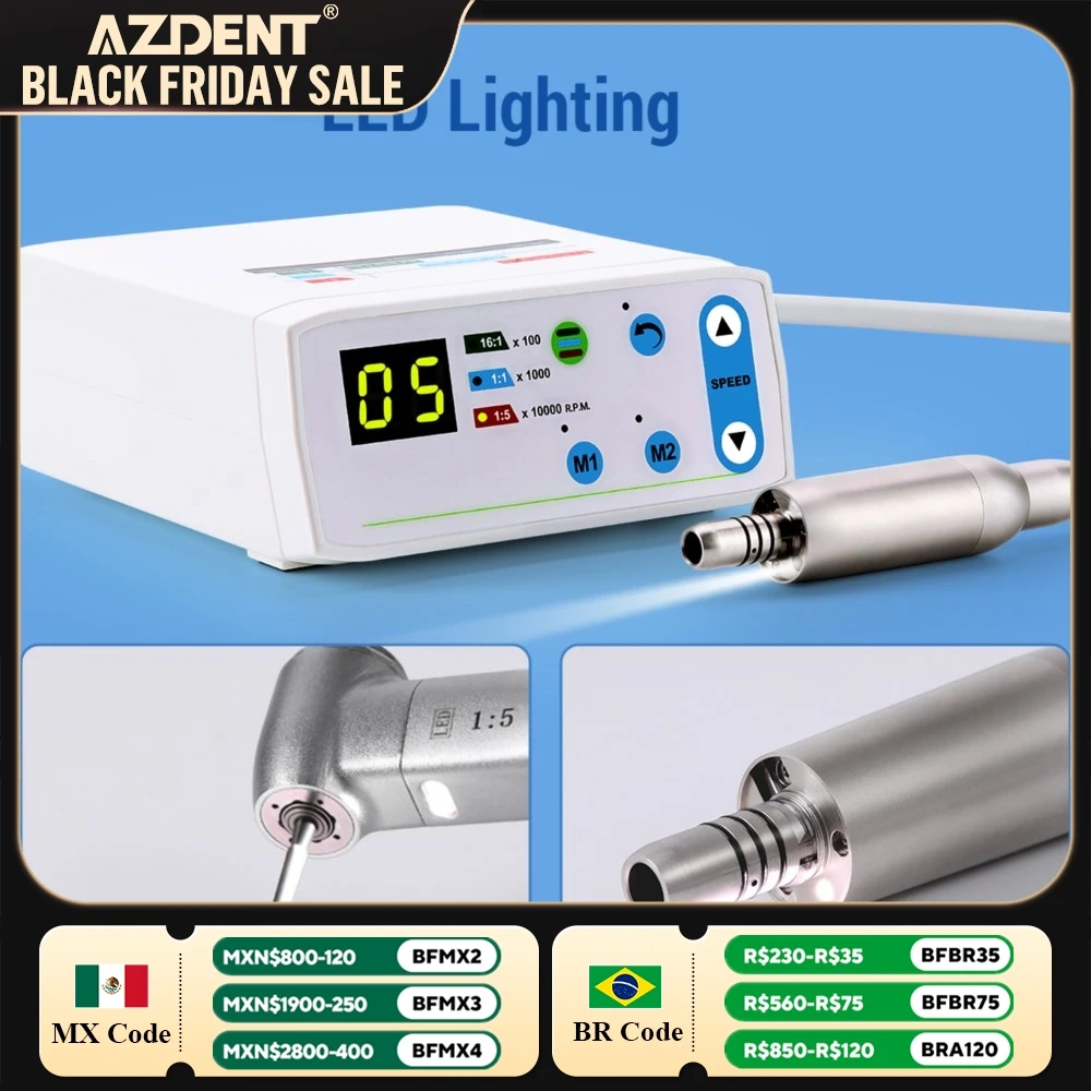 Dental LED Brushless Electric Micro Motor AZDENT Internal Spray 2/4 Holes fit 1:1/1:5/16:1 Handpiece Dentistry Tool for Dentists