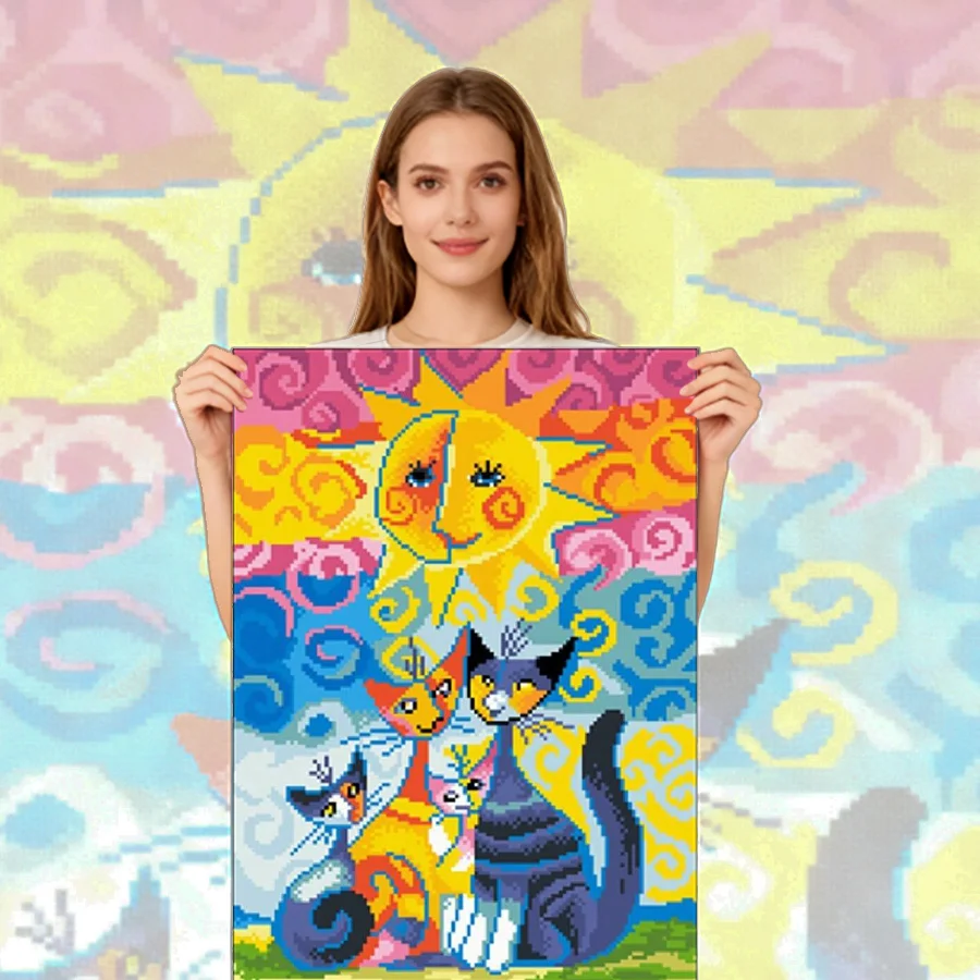 

2026 New style Sun Cat Chinese Cross-stitch 11ct Cross-stitch Set DIY Needlework DMC Cross-stitch Set Embroidery Handicrafts