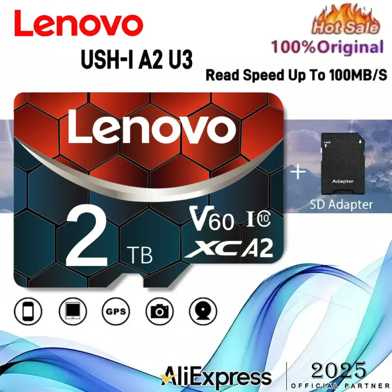 

Lenovo Новая оригинальная карта Micro SD 2TB 1TB 512GB Высокоскоростная карта памяти 256 ГБ 128 ГБ Класс TF-карта для дрона-оборудования Аудио ПК