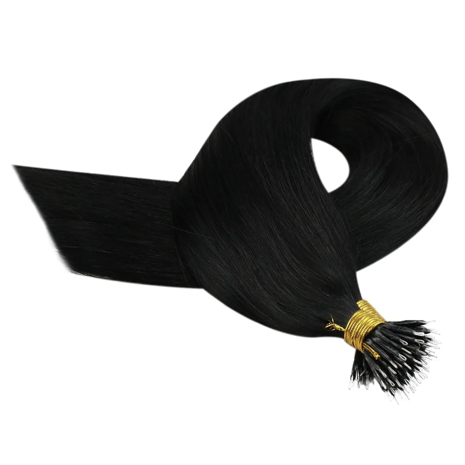 نانو حبة وصلات شعر شعر الإنسان الطبيعي 12-20 بوصة نانو تلميح وصلات شعر شعر بشري حقيقي جيت أسود نانو حلقة الشعر 30 جرام #4