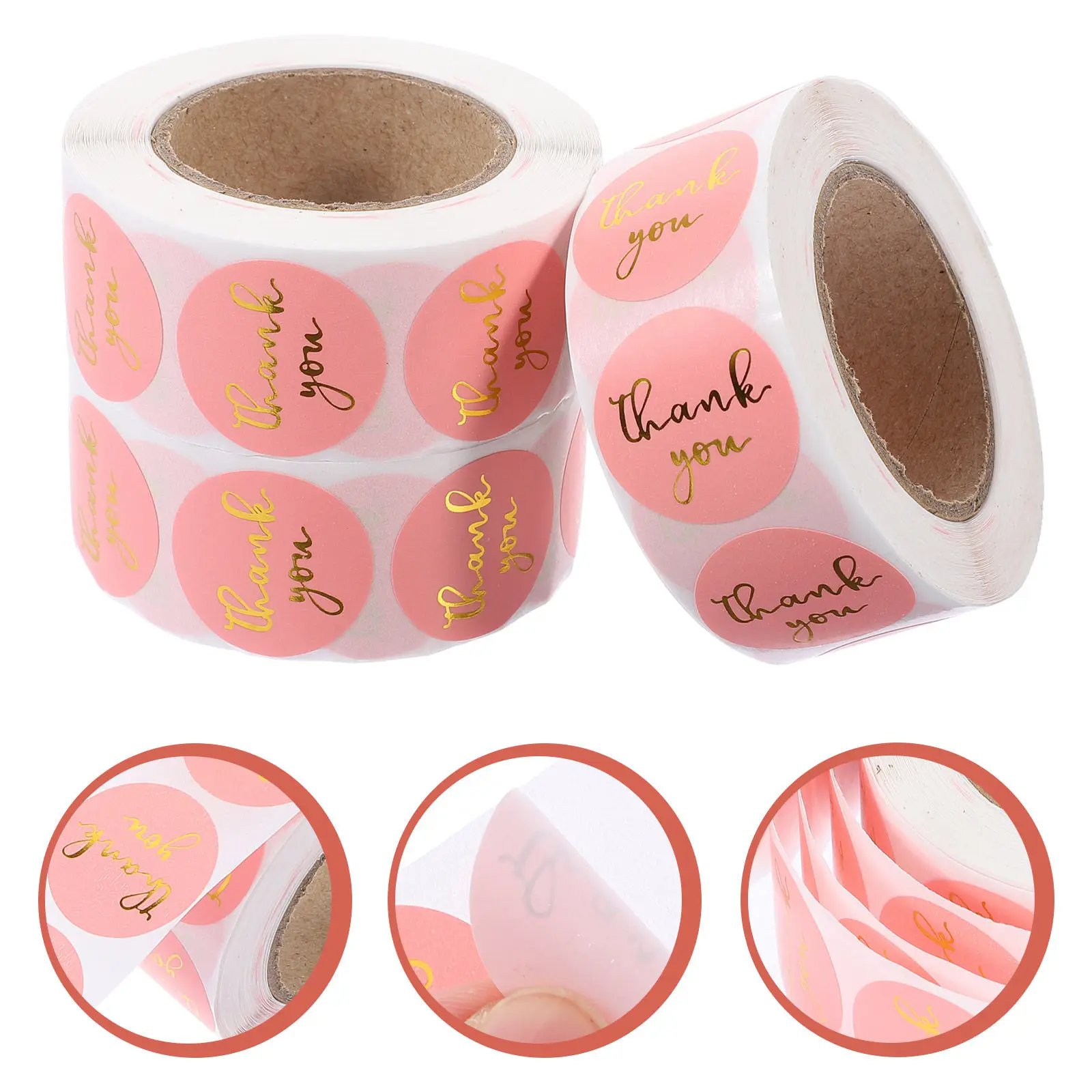 3 Rolls Foil Thank You Stickers Strong Adhesion No Residue Round Sealing Labels for Cards Letters Packaging Small