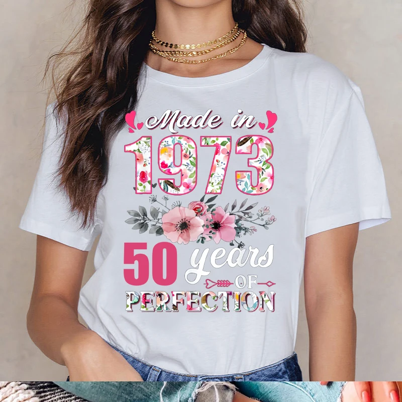 Funny Made in 1973 50th Birthday Gifts Cassette Tape Vintage Printed T Shirts Party Grandma Grandpa Present Summer T-shirt Gift